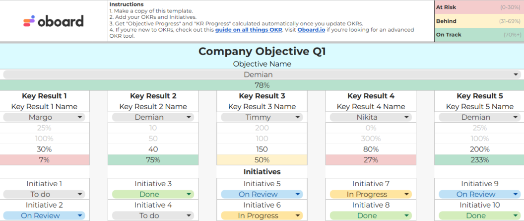 OKR Excel Template - Free to Download | Oboard
